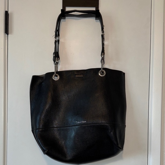 Calvin Klein Handbags - Calvin Klein Black Leather Tote Bag